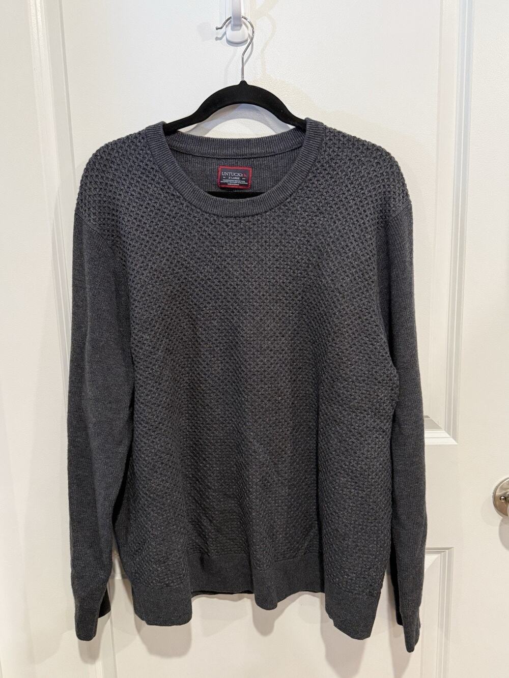UNTUCKit Sweater Men’s XL Extrafine Merino Wool Sweater Liga Gray Stretch